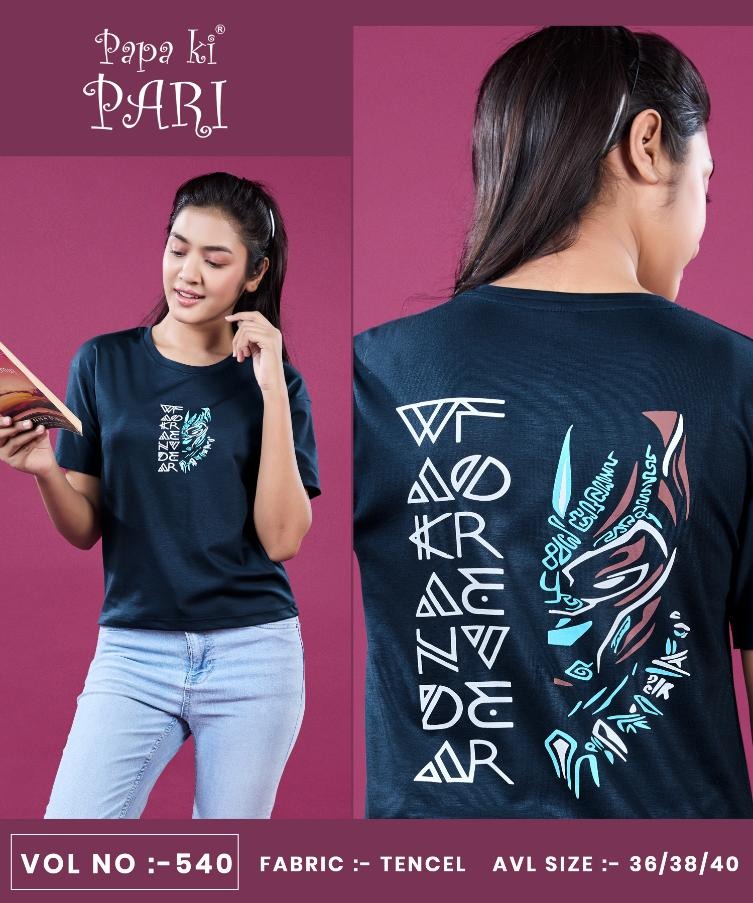 Vol 540 Papa Ki Pari Lycra Tencil Girls Tshirt Supplier Ahmedabad