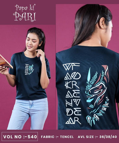 Vol 540 Papa Ki Pari Lycra Tencil Girls Tshirt Supplier Ahmedabad