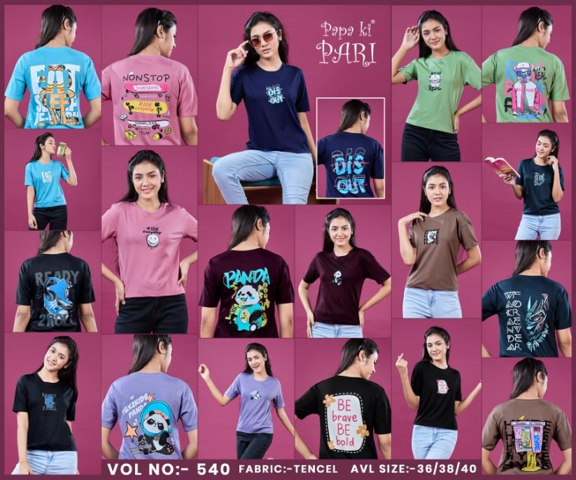 Vol 540 Papa Ki Pari Lycra Tencil Girls Tshirt Supplier Ahmedabad
