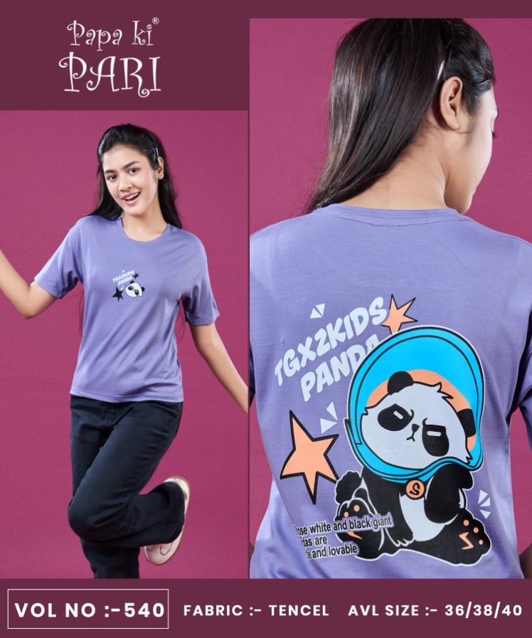 Vol 540 Papa Ki Pari Lycra Tencil Girls Tshirt Supplier Ahmedabad