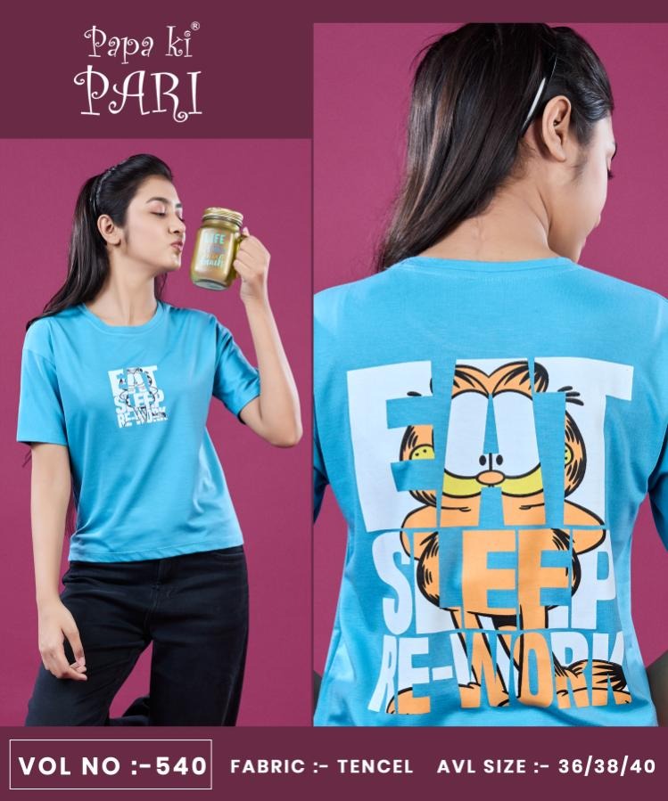 Vol 540 Papa Ki Pari Lycra Tencil Girls Tshirt Supplier Ahmedabad