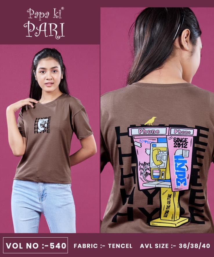 Vol 540 Papa Ki Pari Lycra Tencil Girls Tshirt Supplier Ahmedabad