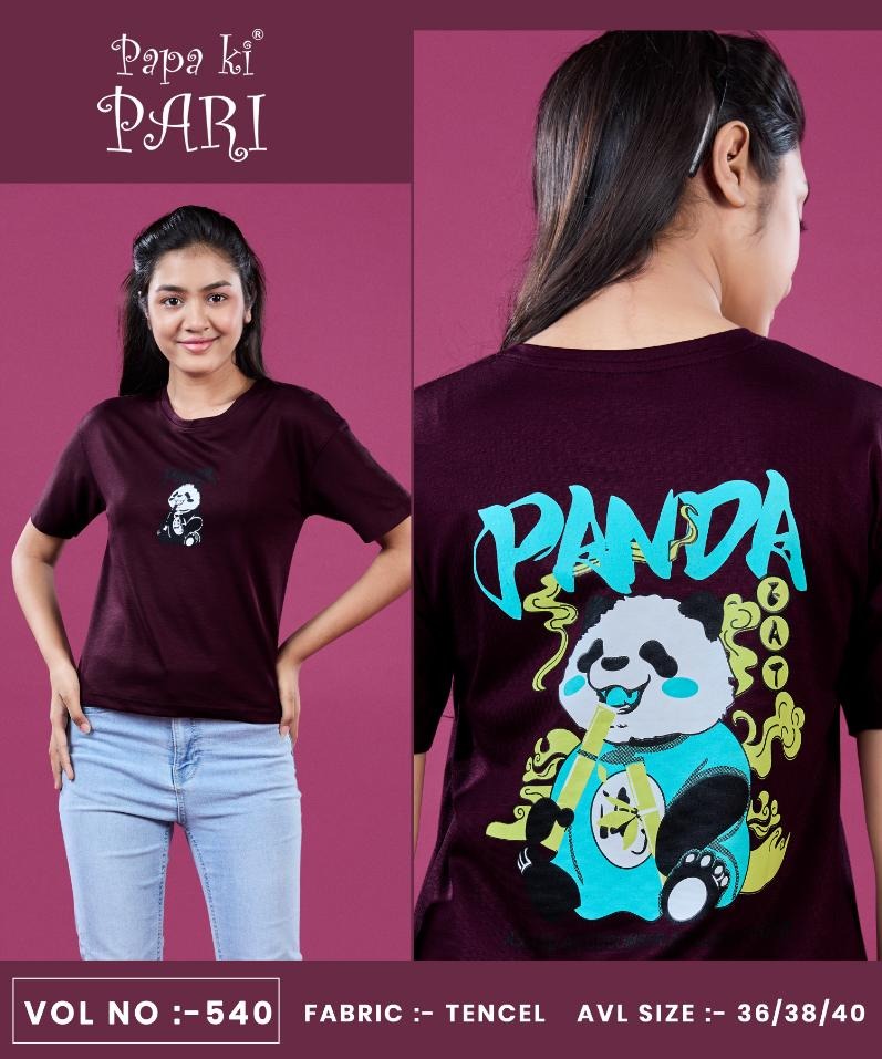 Vol 540 Papa Ki Pari Lycra Tencil Girls Tshirt Supplier Ahmedabad