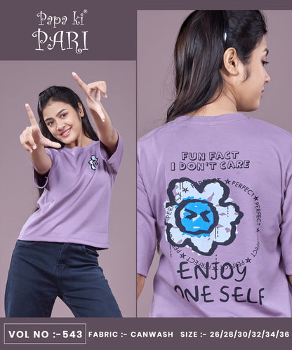 Vol 543 Down Shoulder Papa Ki Pari Canvas Girls Top Wholesaler India