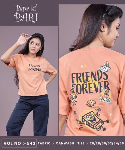 Vol 543 Down Shoulder Papa Ki Pari Canvas Girls Top Wholesaler India