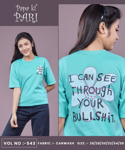 Vol 543 Down Shoulder Papa Ki Pari Canvas Girls Top Wholesaler India