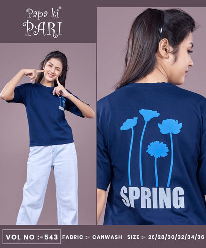 Vol 543 Down Shoulder Papa Ki Pari Canvas Girls Top Wholesaler India