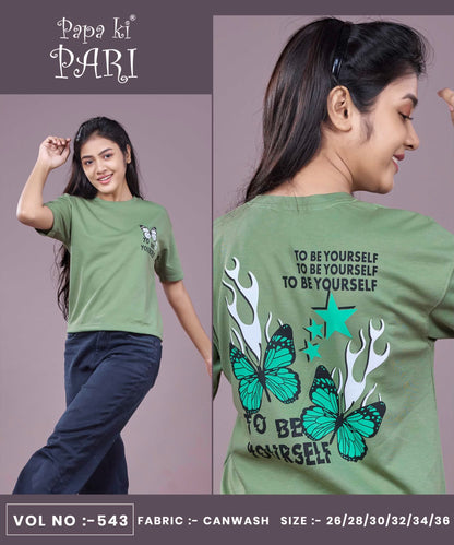 Vol 543 Down Shoulder Papa Ki Pari Canvas Girls Top Wholesaler India