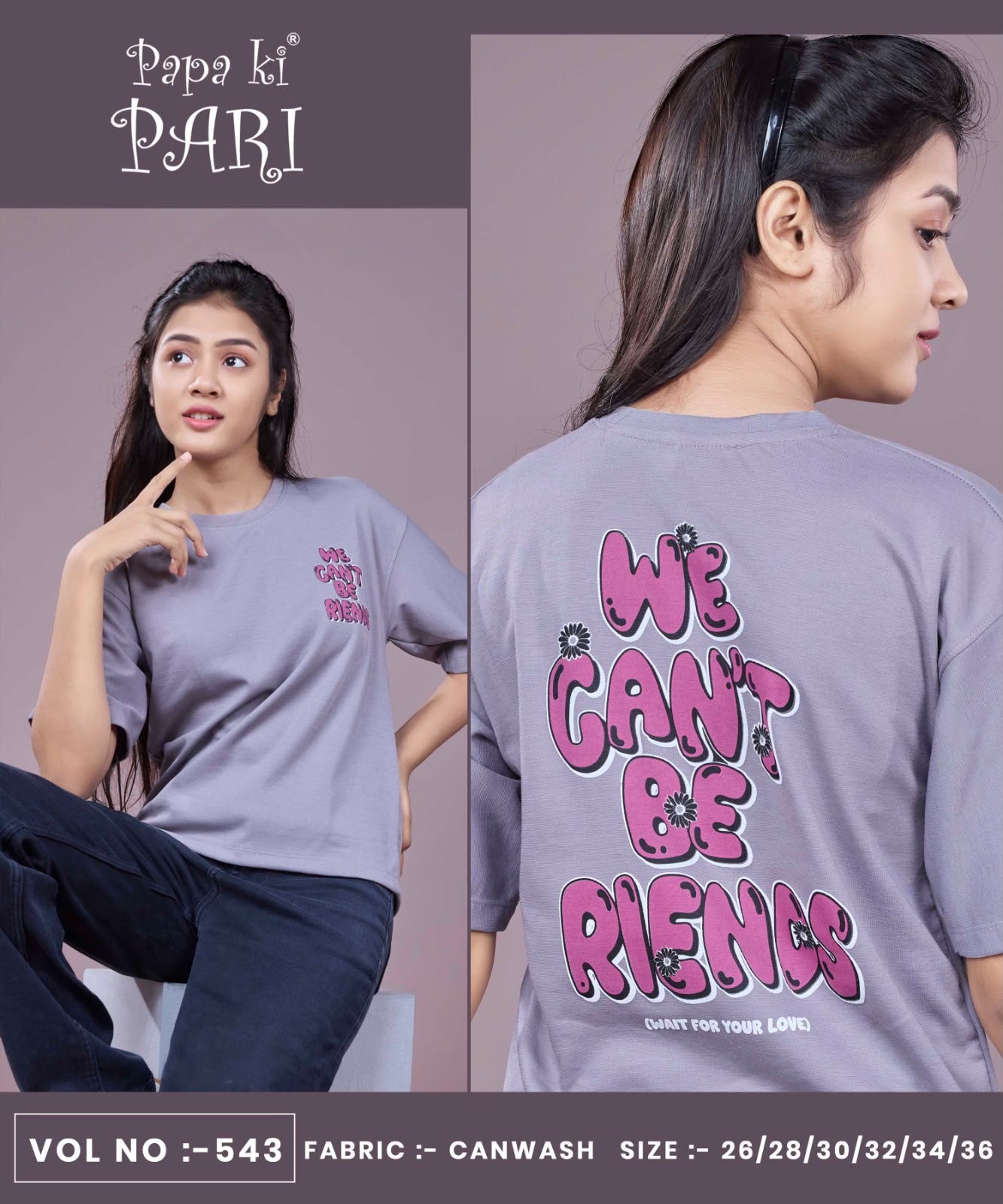 Vol 543 Down Shoulder Papa Ki Pari Canvas Girls Top Wholesaler India