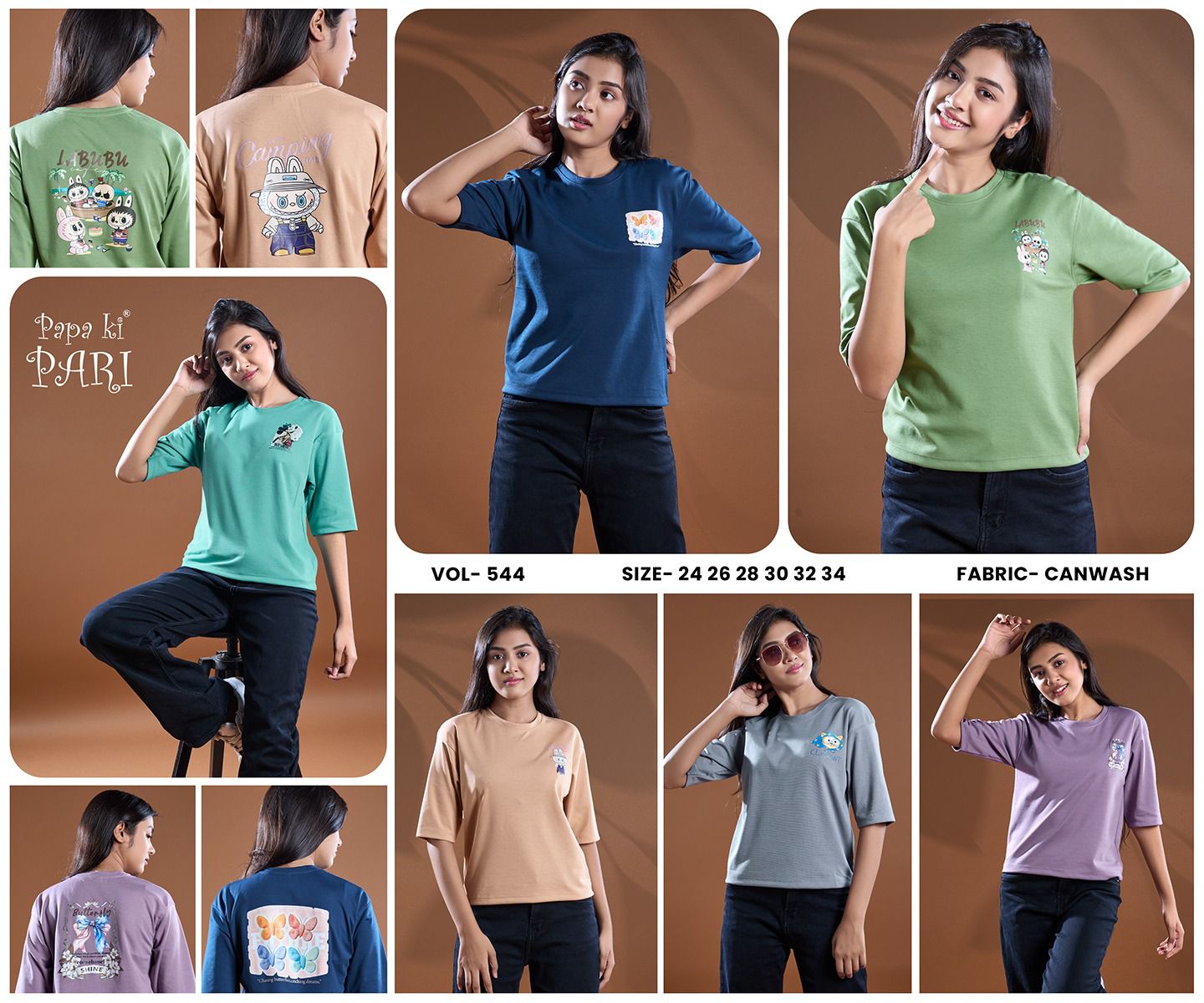 Vol 544 Papa Ki Pari Canvas Girls Tshirt Wholesale