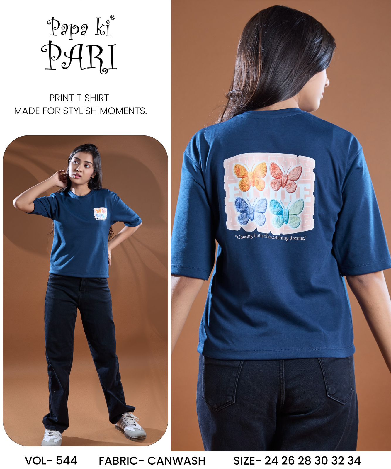 Vol 544 Papa Ki Pari Canvas Girls Tshirt Wholesale