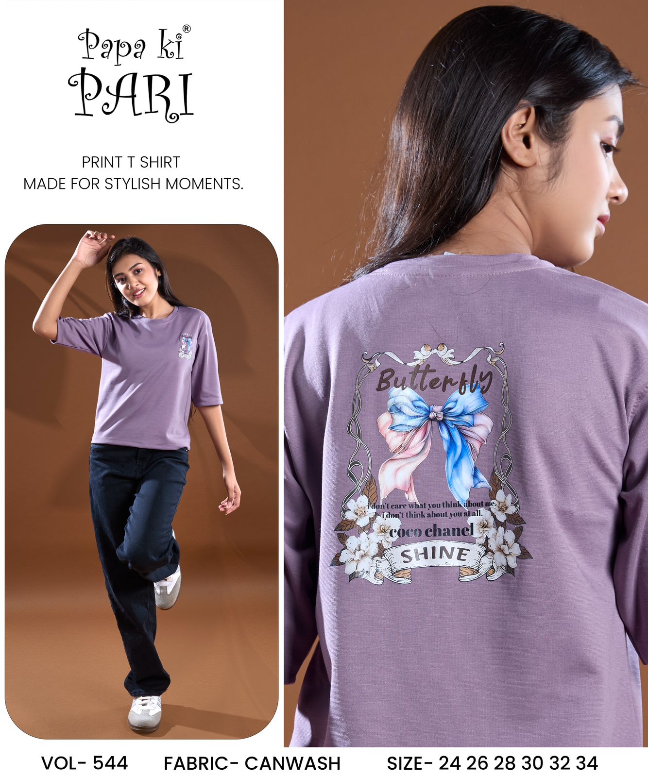 Vol 544 Papa Ki Pari Canvas Girls Tshirt Wholesale