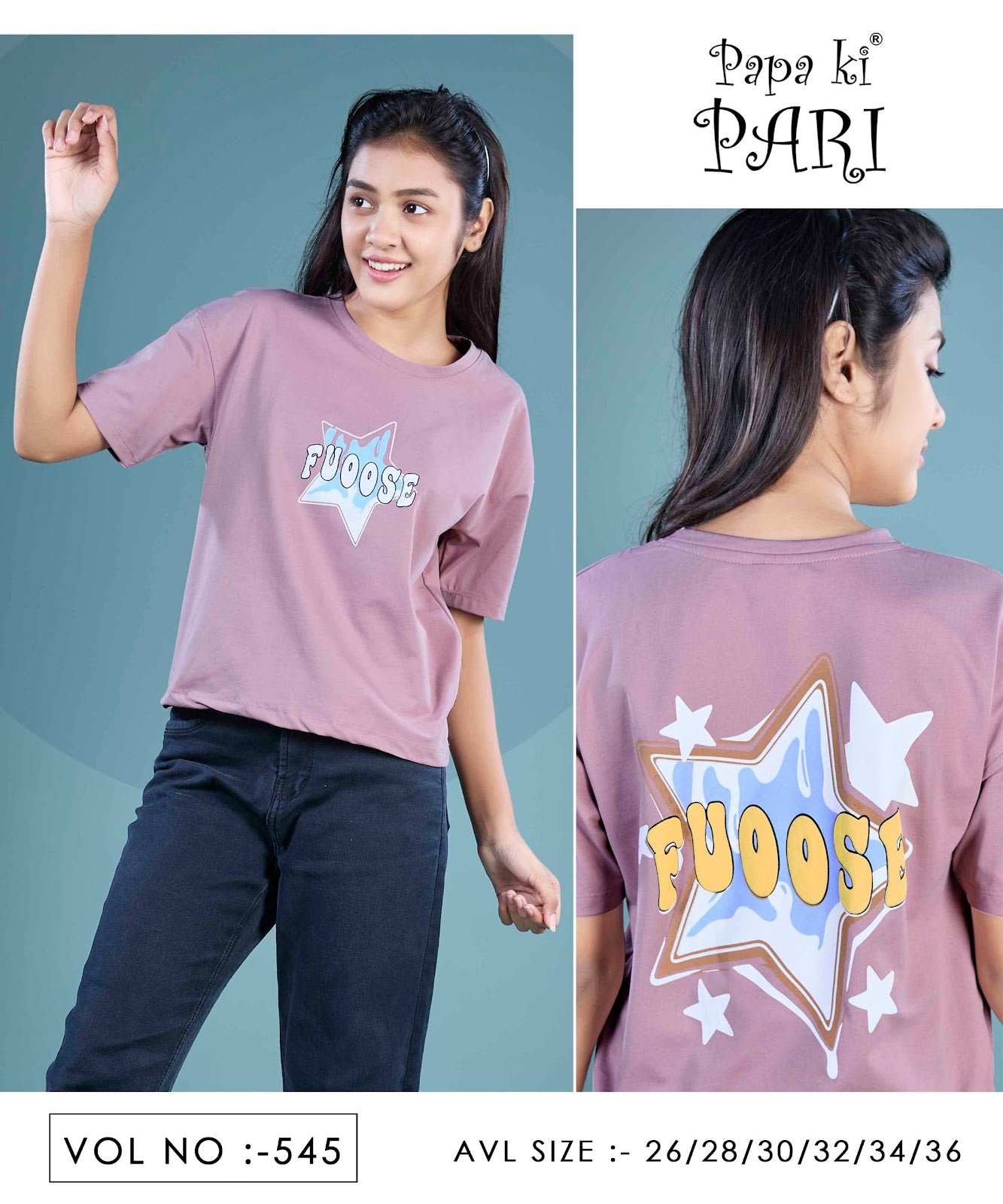 Vol 545 Down Shoulder Papa Ki Pari Imported Girls Top Exporter India