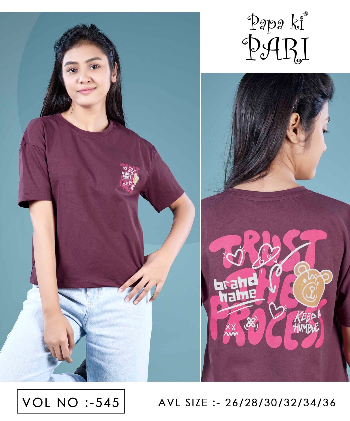 Vol 545 Down Shoulder Papa Ki Pari Imported Girls Top Exporter India
