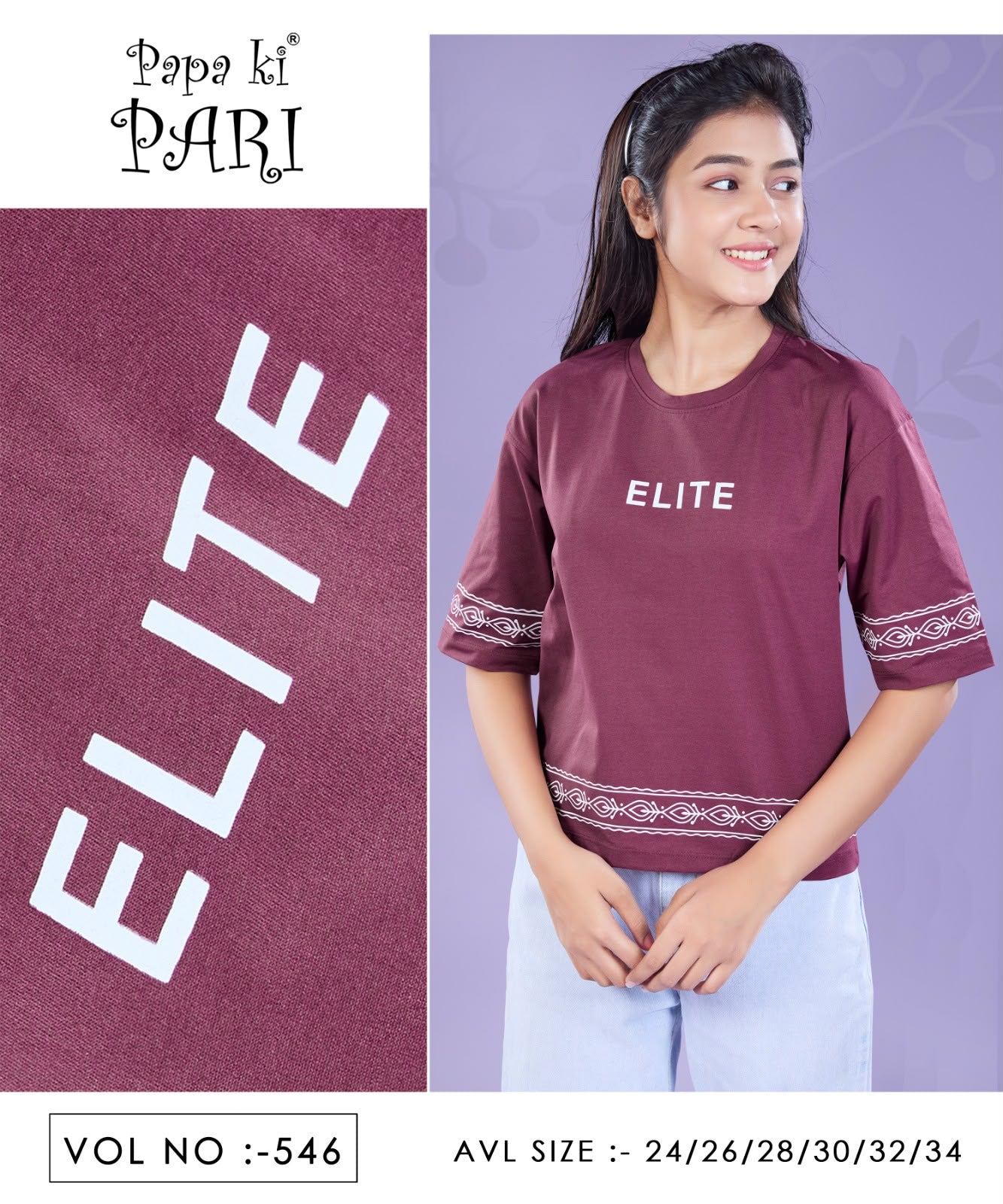 Vol 546 Down Shoulder Papa Ki Pari Imported Girls Top Supplier Ahmedabad