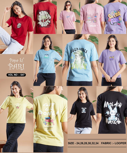 Vol 547 Papa Ki Pari Cotton Looper Girls Tshirt Wholesaler Gujarat