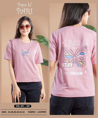 Vol 547 Papa Ki Pari Cotton Looper Girls Tshirt Wholesaler Gujarat