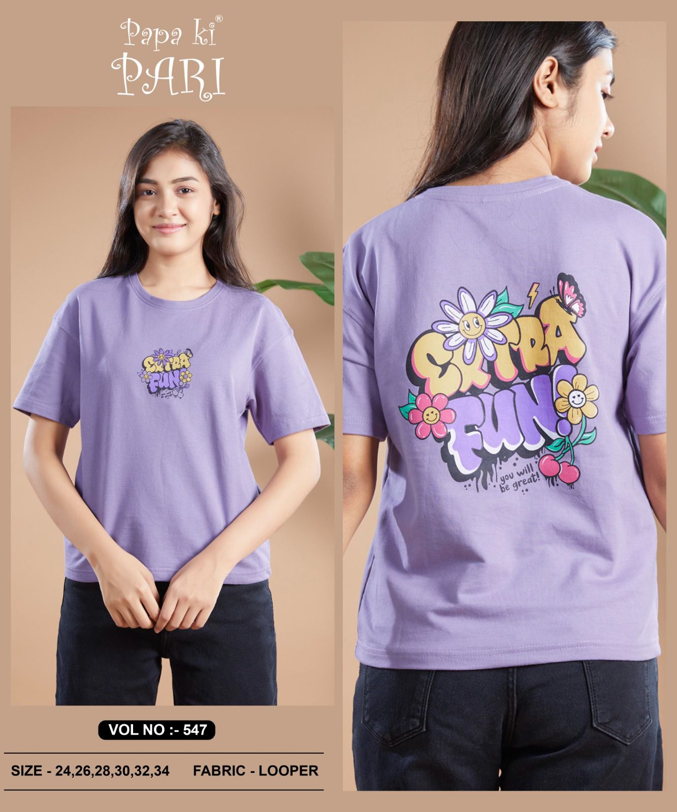 Vol 547 Papa Ki Pari Cotton Looper Girls Tshirt Wholesaler Gujarat