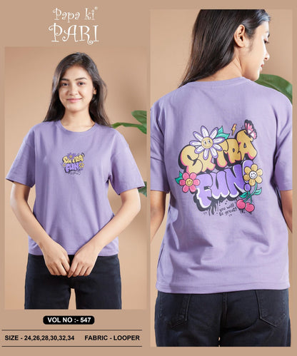 Vol 547 Papa Ki Pari Cotton Looper Girls Tshirt Wholesaler Gujarat