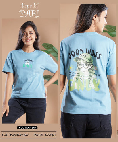 Vol 547 Papa Ki Pari Cotton Looper Girls Tshirt Wholesaler Gujarat