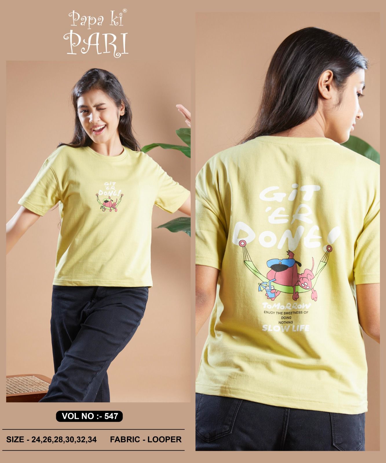 Vol 547 Papa Ki Pari Cotton Looper Girls Tshirt Wholesaler Gujarat