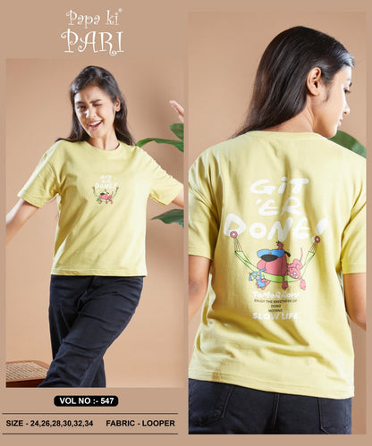 Vol 547 Papa Ki Pari Cotton Looper Girls Tshirt Wholesaler Gujarat
