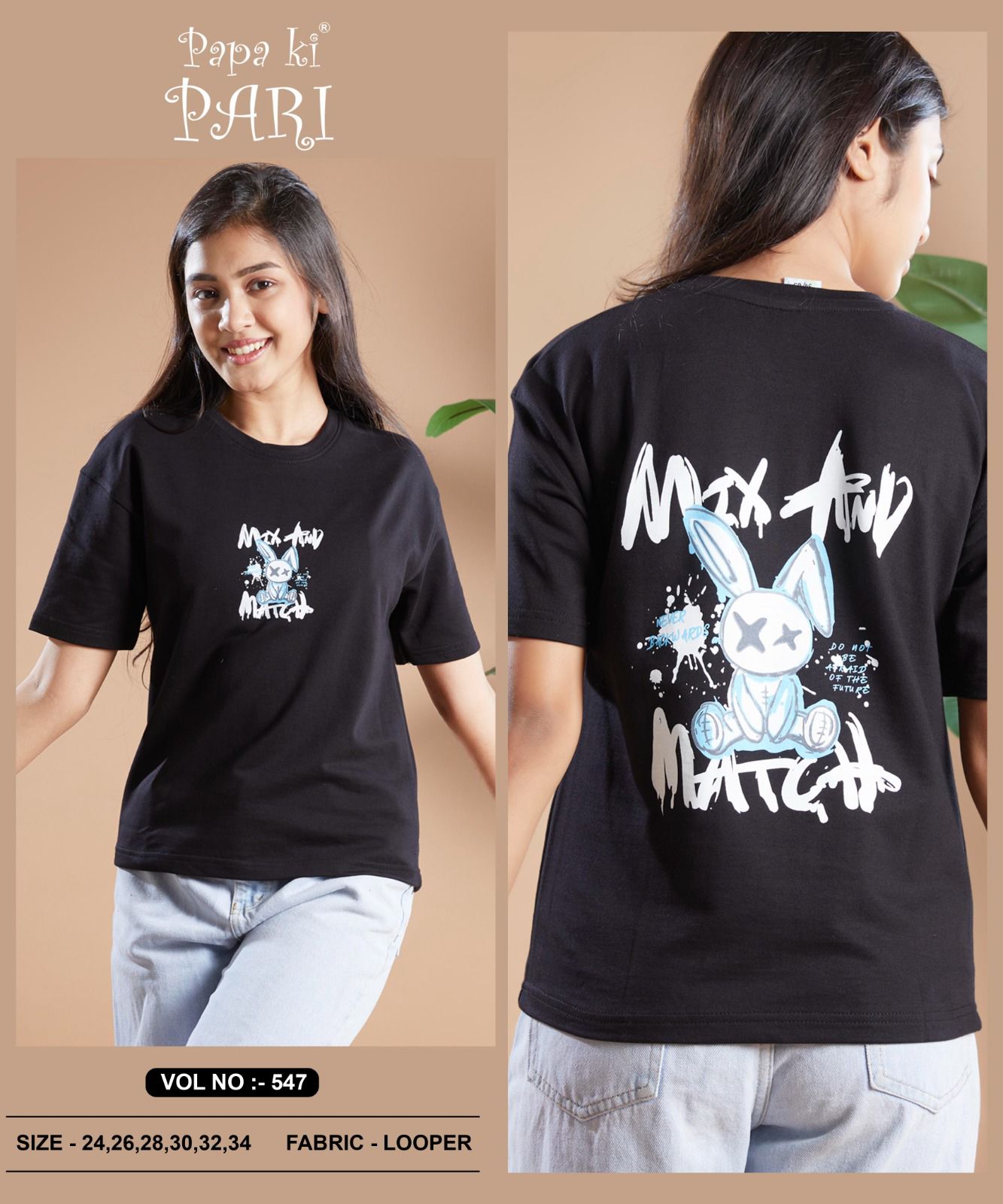 Vol 547 Papa Ki Pari Cotton Looper Girls Tshirt Wholesaler Gujarat