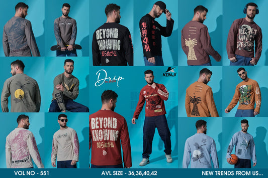 Vol 551 Full Sleeves Konji Fake Cotton Mens Tshirts Manufacturer India