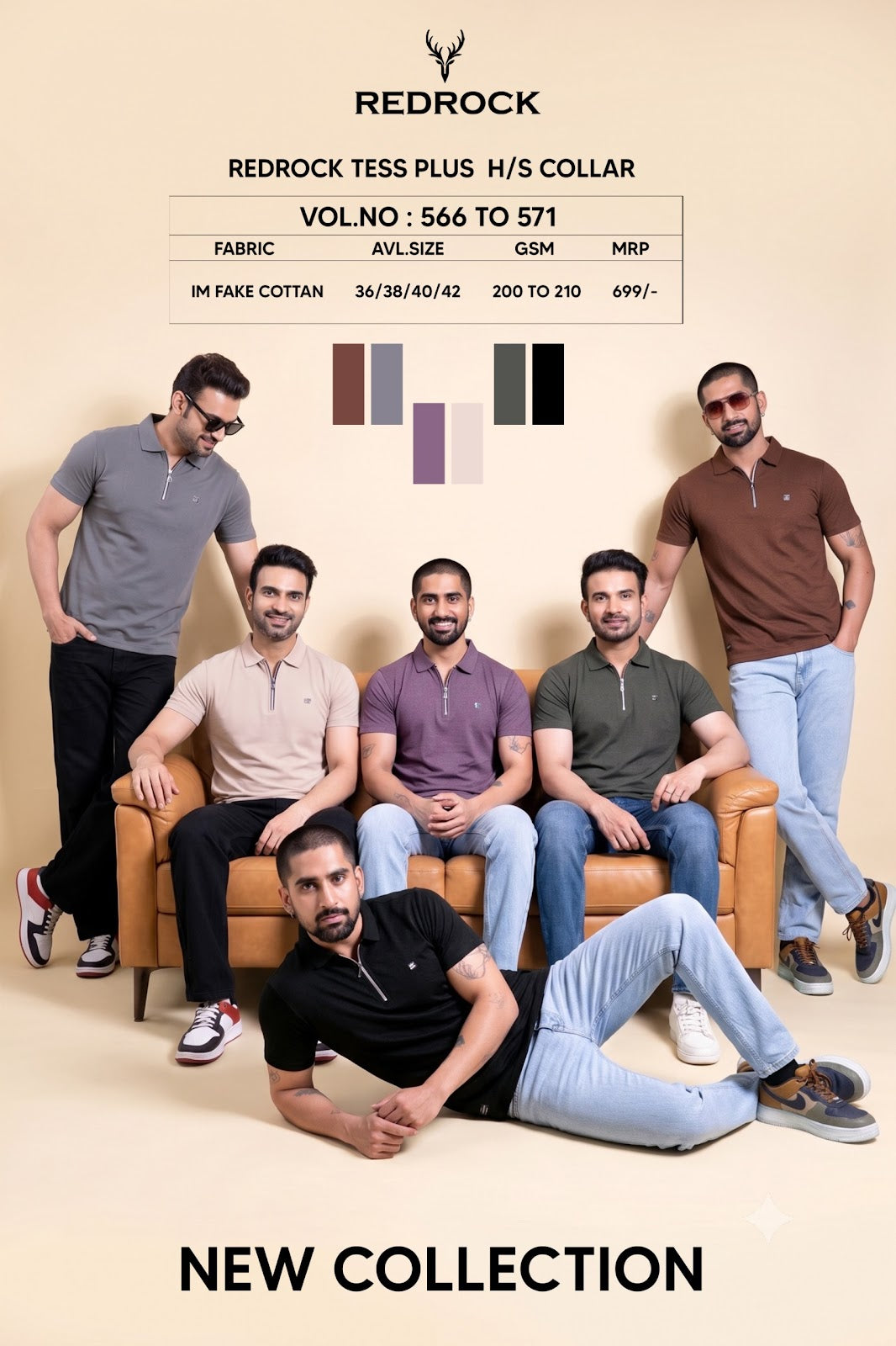 Vol 566 To 571 Redrock Fake Cotton Mens Tshirts Wholesaler Ahmedabad