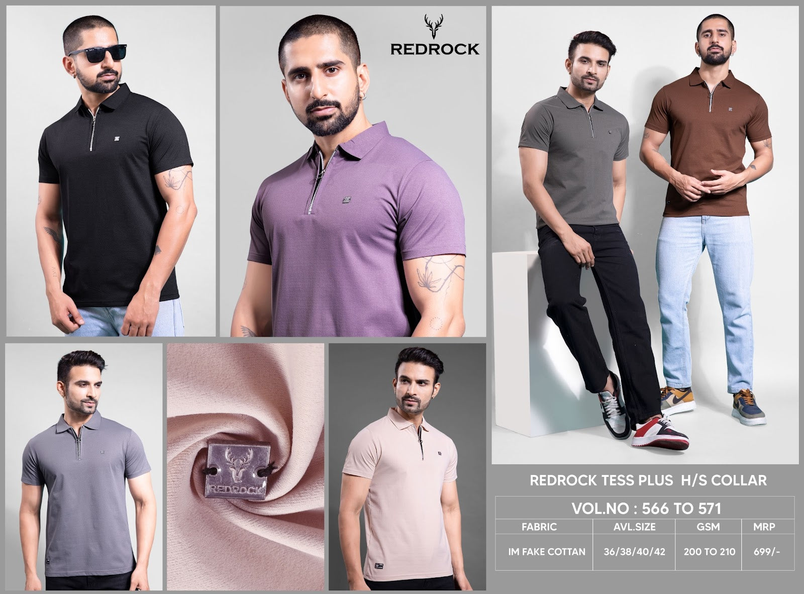 Vol 566 To 571 Redrock Fake Cotton Mens Tshirts Wholesaler Ahmedabad