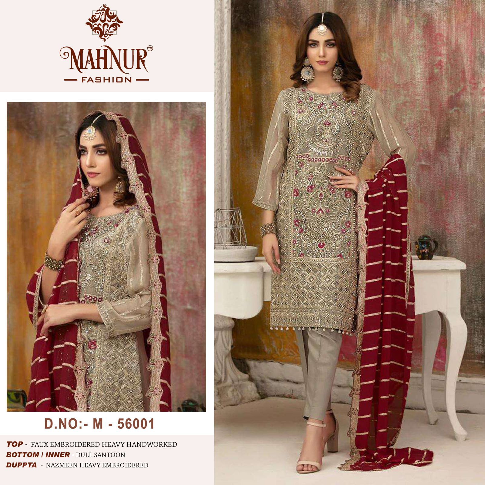 Vol 56 56001-56002 Mahnur Georgette Pakistani Salwar Suits Wholesale Price