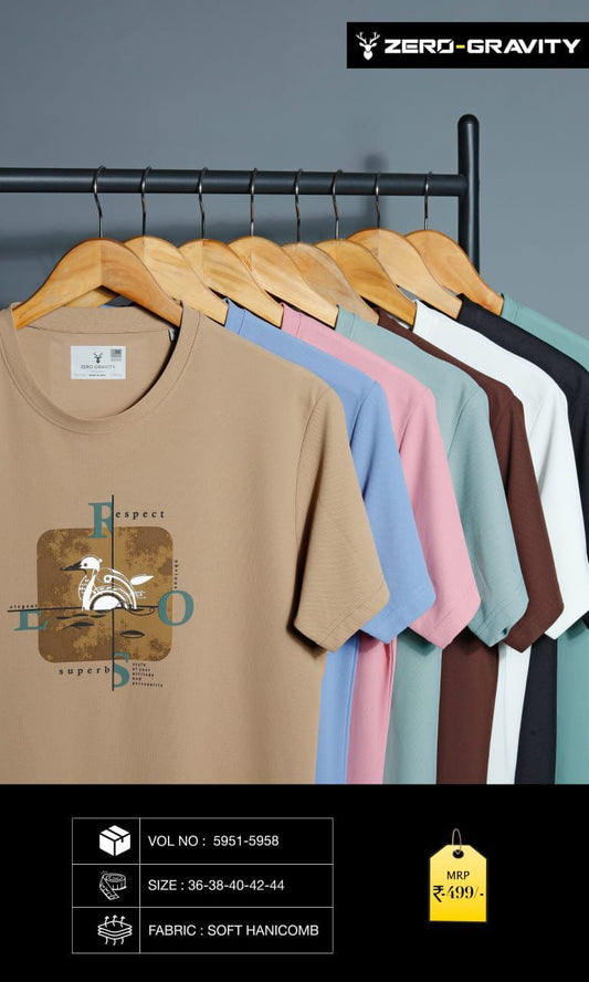 Vol 5951 To 5958 High Density Zero Gravity Honey Comb Mens Tshirts Exporter India