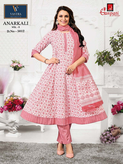 Vol 5 Anarkali Vastra Ganpati Cotton Readymade Pant Style Suits Manufacturer