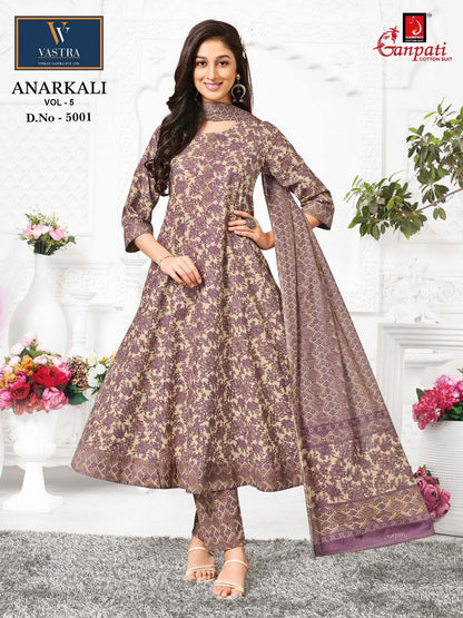 Vol 5 Anarkali Vastra Ganpati Cotton Readymade Pant Style Suits Manufacturer