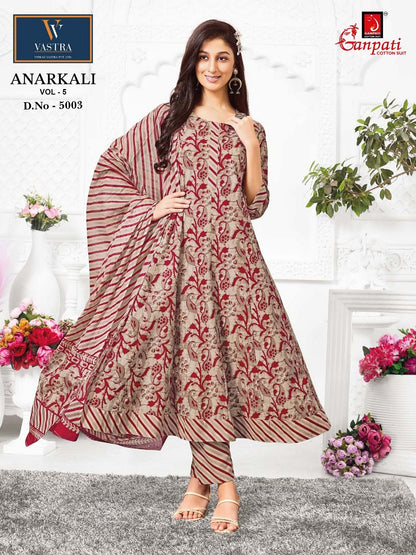 Vol 5 Anarkali Vastra Ganpati Cotton Readymade Pant Style Suits Manufacturer