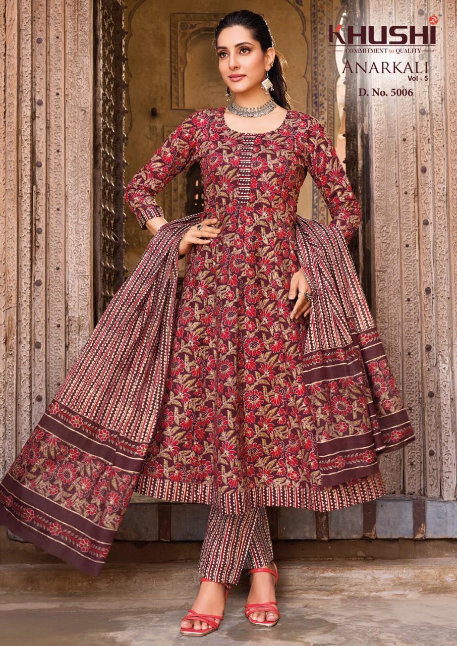 Vol 5 Khushi Nandgopal Cotton Readymade Anarkali Suits Manufacturer