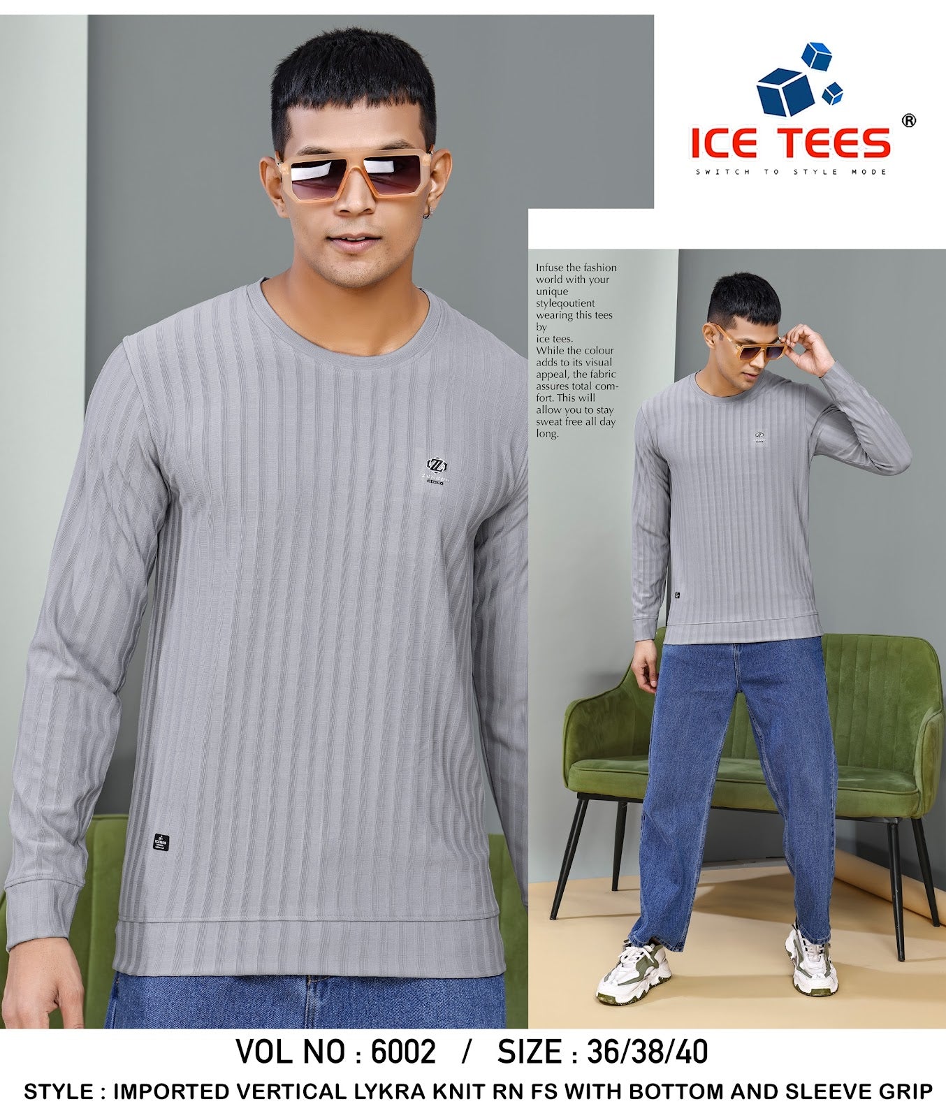 Vol 6002 Ice Tees Vertical Mens Tshirts Wholesaler Gujarat