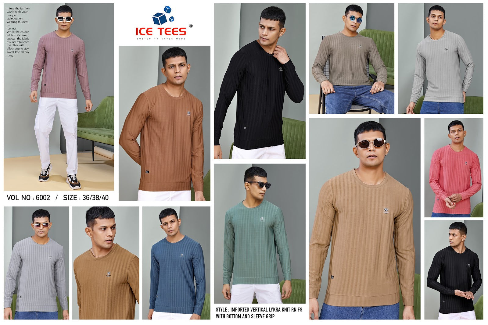 Vol 6002 Ice Tees Vertical Mens Tshirts Wholesaler Gujarat