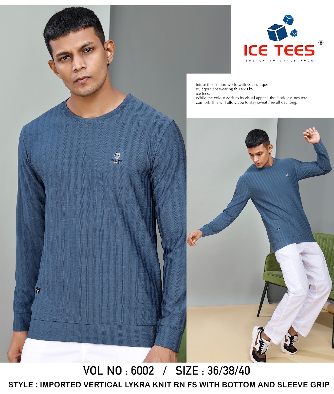 Vol 6002 Ice Tees Vertical Mens Tshirts Wholesaler Gujarat