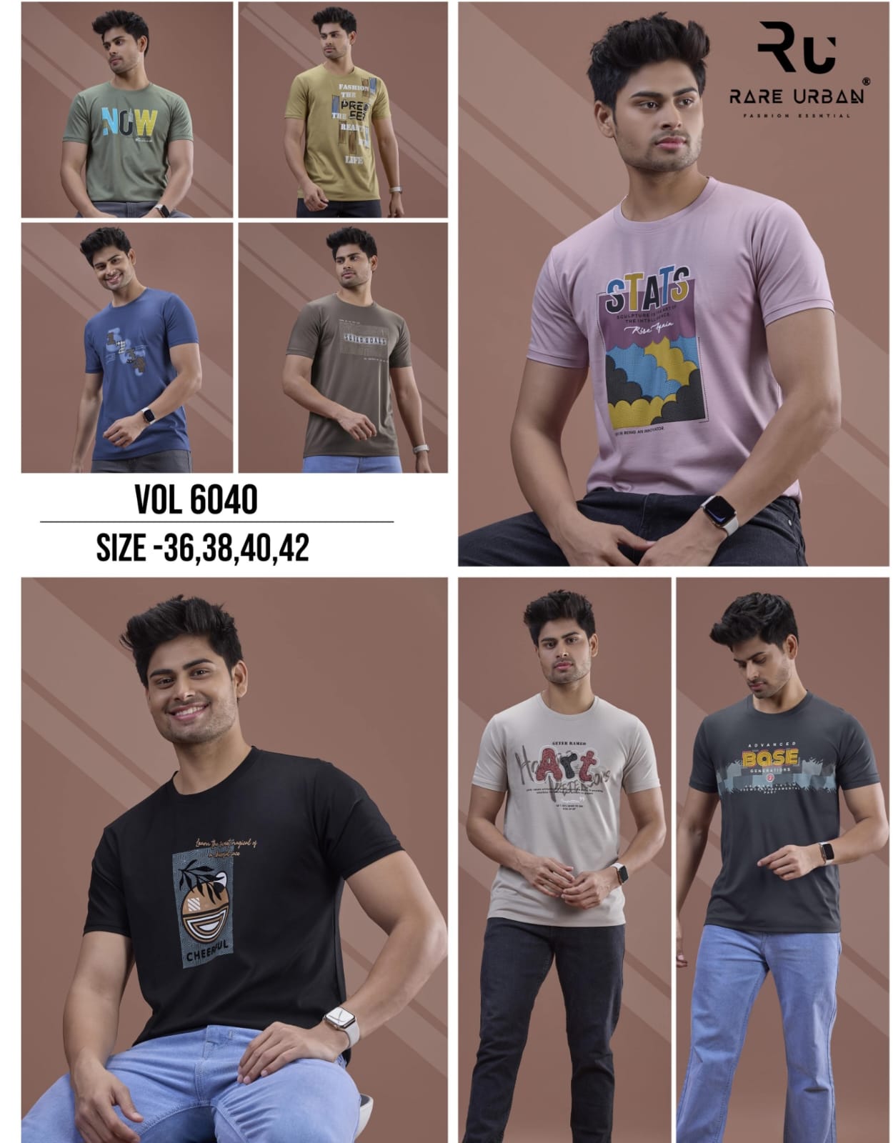 Vol 6040 Rare Urban Tencil Lycra Mens Tshirts Manufacturer Gujarat