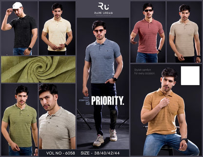 Vol 6058 Rare Urban Jacquard Knit Mens Tshirts Exporter India