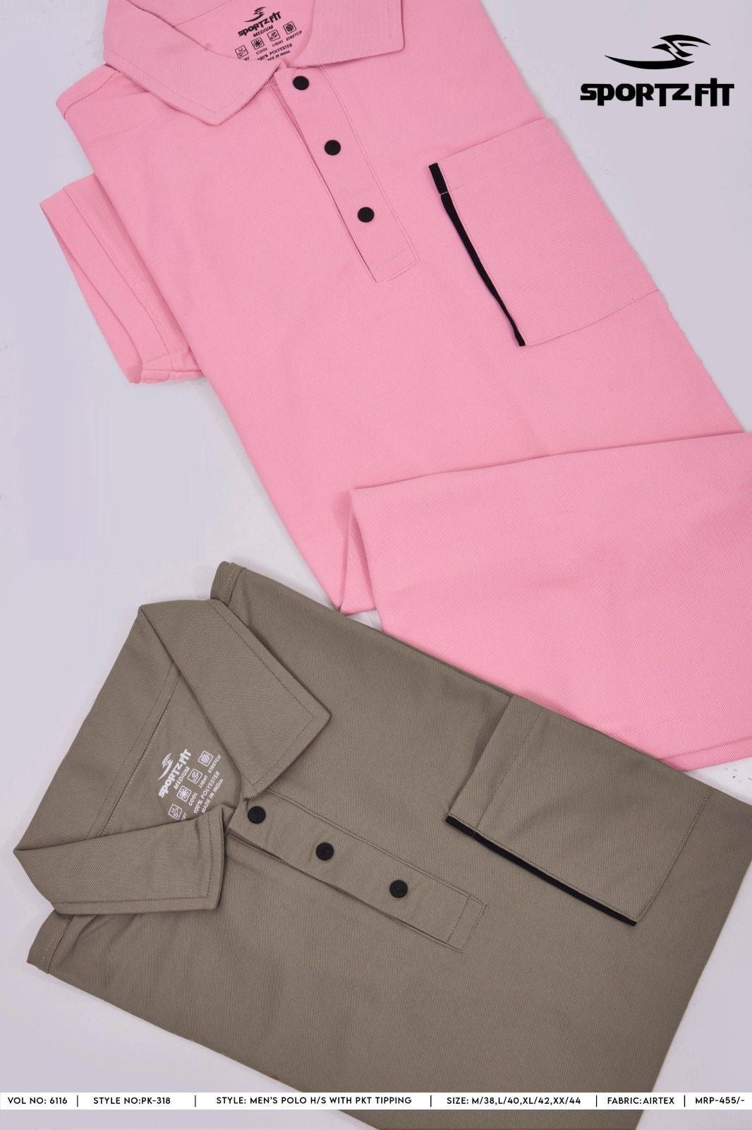 Vol 6116 Pk 318 Sportz Fit Airtex Mens Tshirts Wholesale Rate