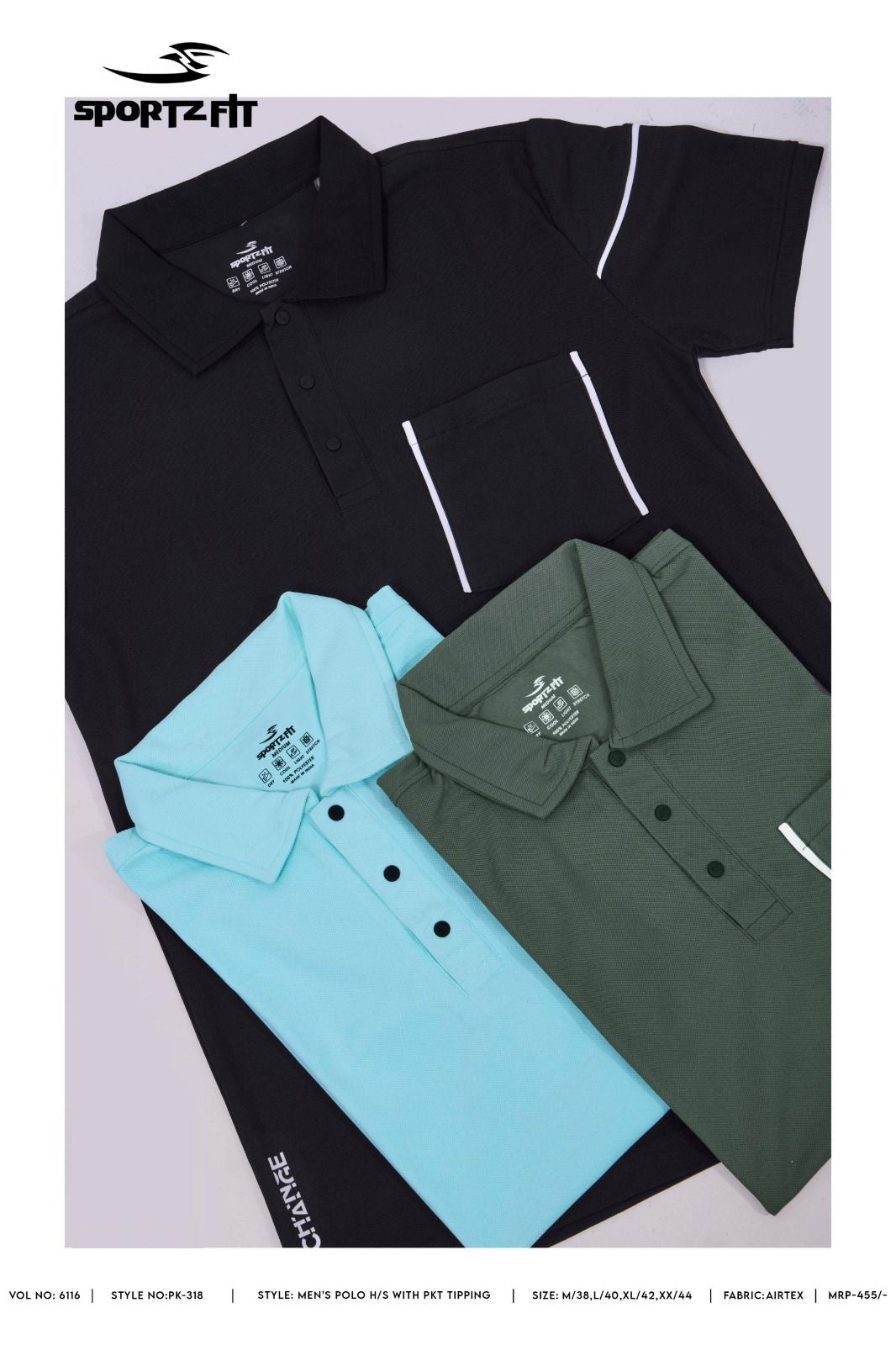 Vol 6116 Pk 318 Sportz Fit Airtex Mens Tshirts Wholesale Rate