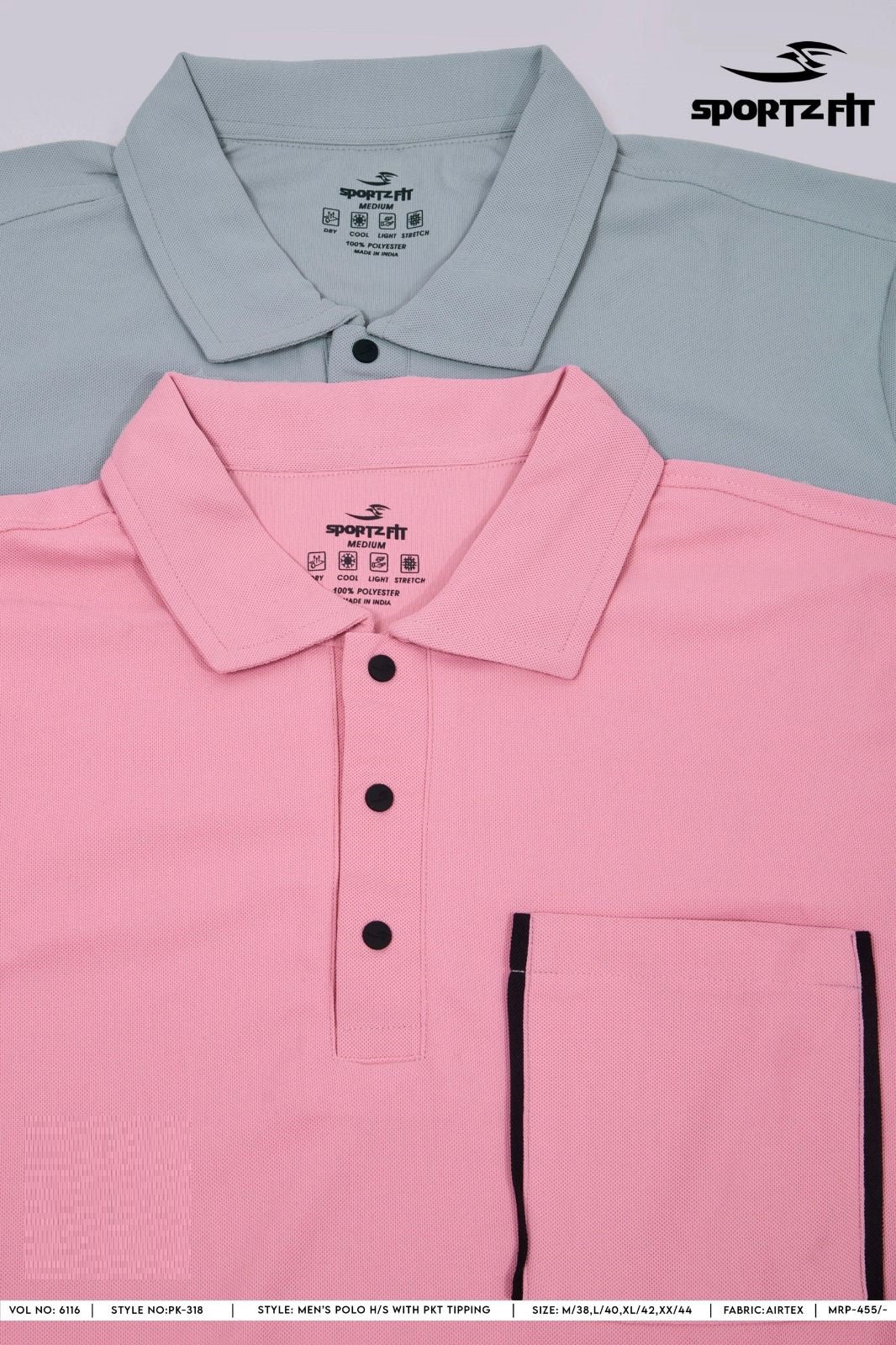 Vol 6116 Pk 318 Sportz Fit Airtex Mens Tshirts Wholesale Rate