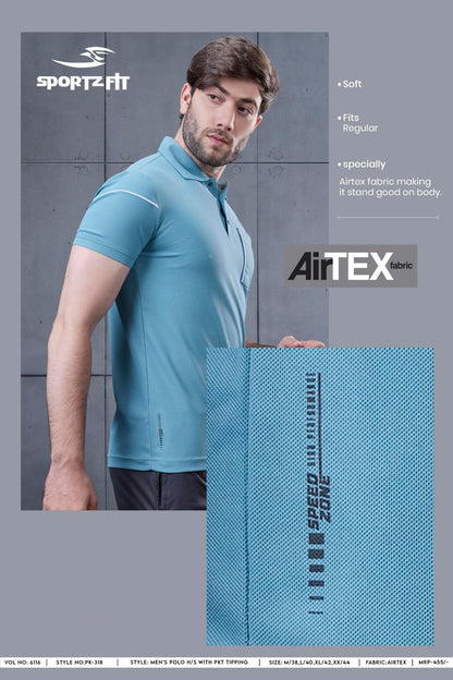 Vol 6116 Pk 318 Sportz Fit Airtex Mens Tshirts Wholesale Rate