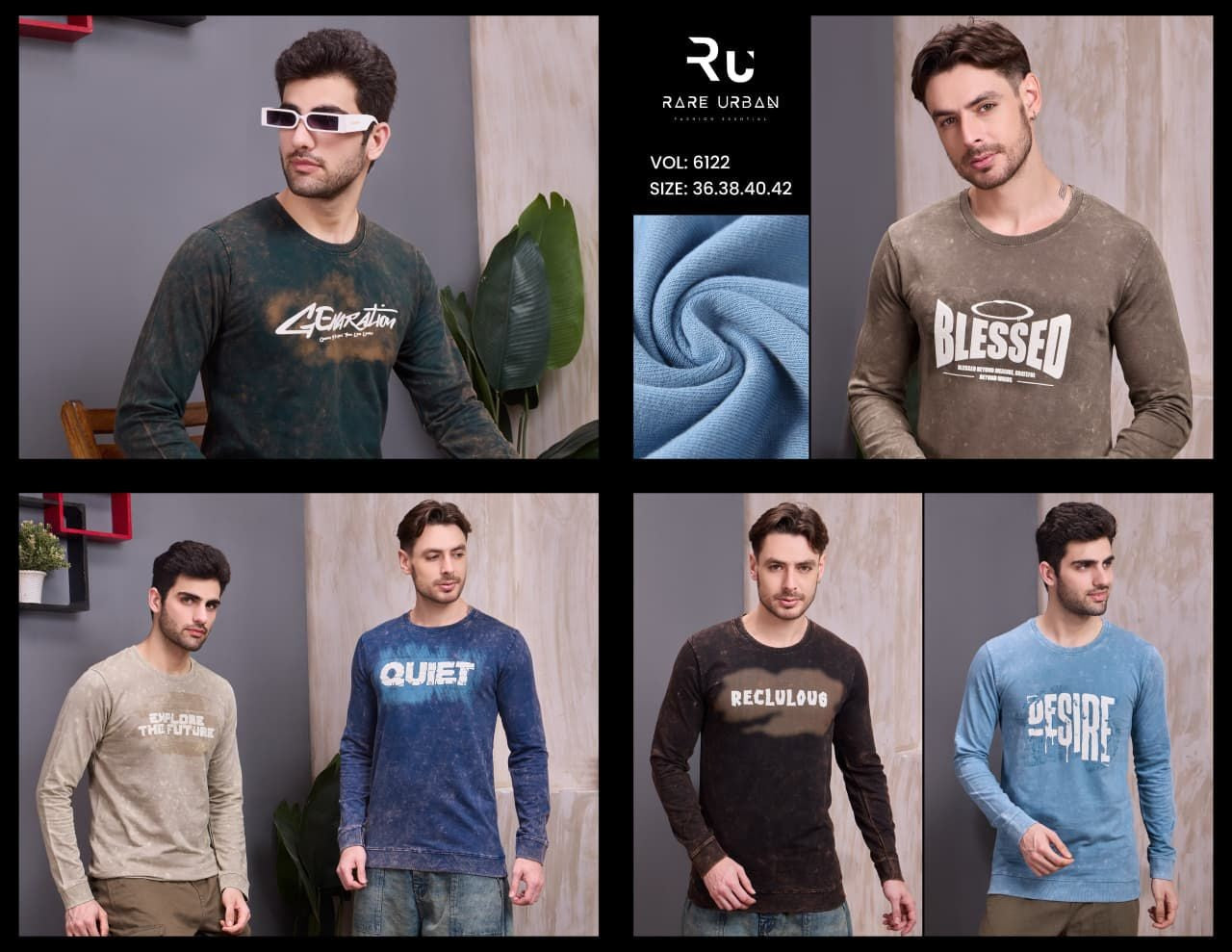 Vol 6122 Rare Urban Cotton Looper Mens Tshirts Supplier Gujarat