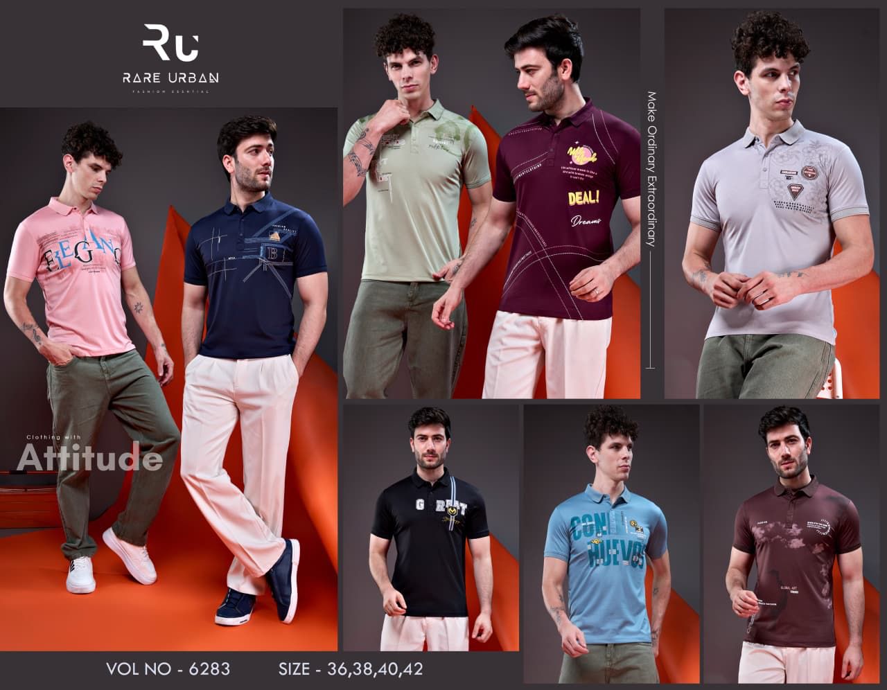Vol 6283 Rare Urban Tencil Lycra Mens Tshirts Supplier India