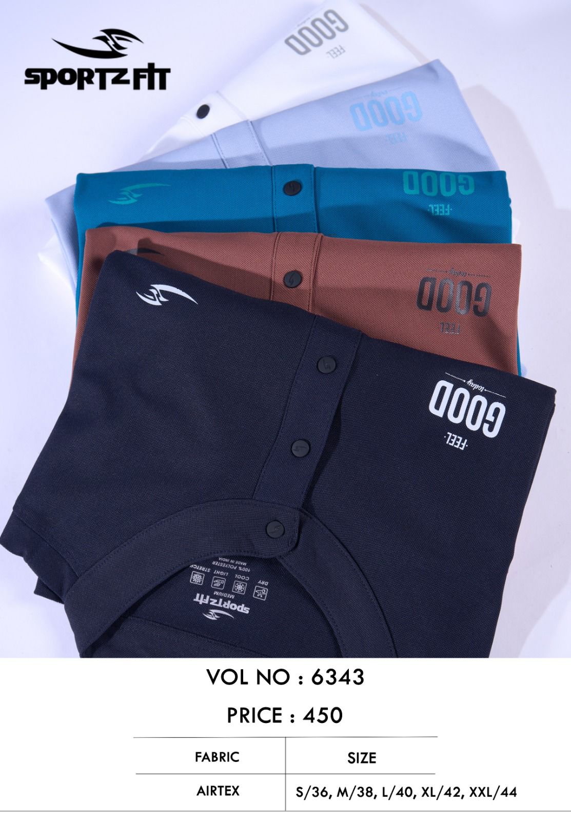 Vol 6343 Pk 314 Sportz Fit Airtex Mens Tshirts Exporter