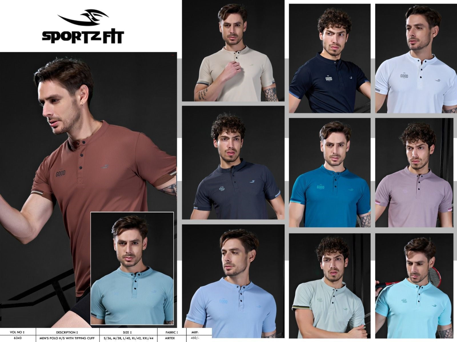 Vol 6343 Pk 314 Sportz Fit Airtex Mens Tshirts Exporter