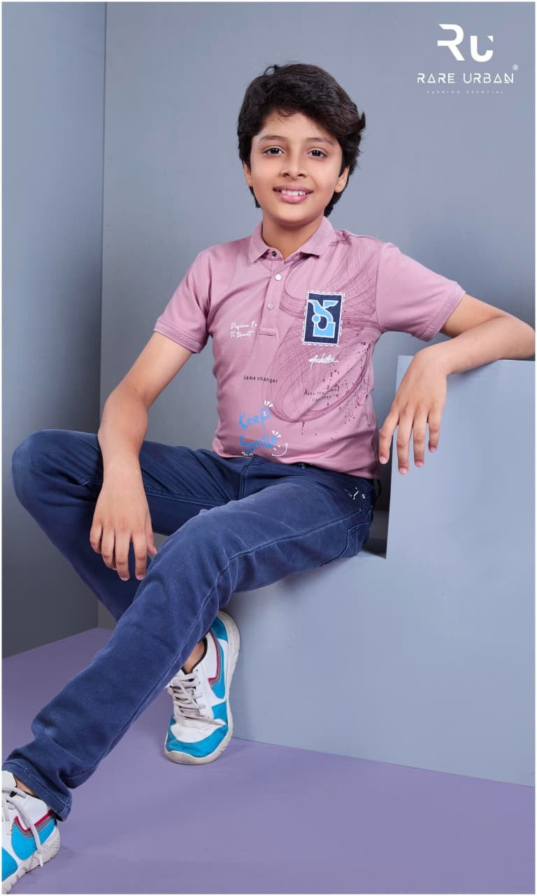 Vol 6370 Collar Style Rare Urban Imported Boys Tshirt Manufacturer India